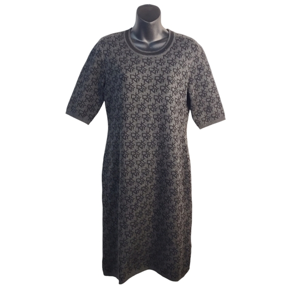DKNY Sweater Dress Women's Black Gray Sweater Dress Size M - Picture 1 of 8